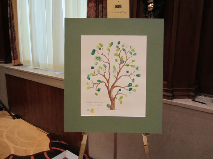 Guests show support for marriage by adding thumbprints