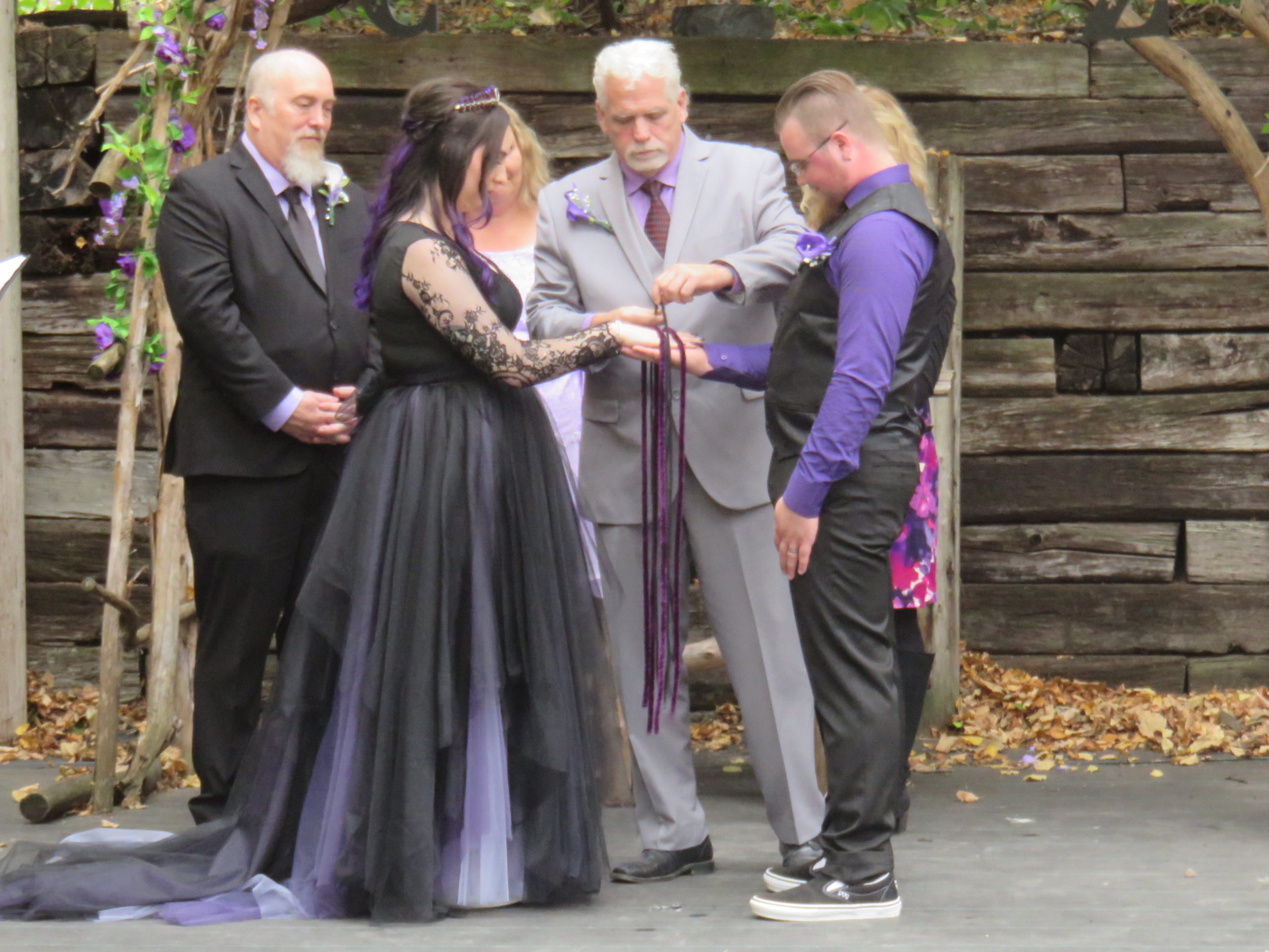 A black and purple wedding dress for a colorful wedding